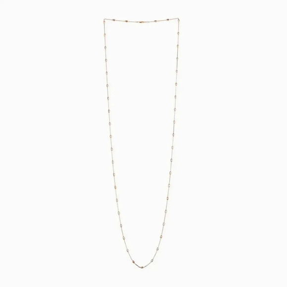 Oval Moon Station Chain Necklace 14kt Rose Gold Over Sterling Silver.